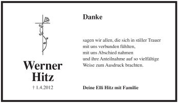 Traueranzeige von Werner Hitz von Pegnitz-Zeitung